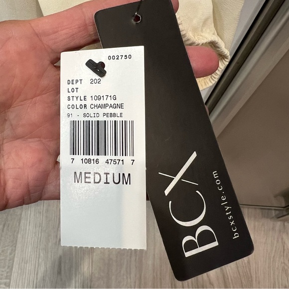 BCX Champagne and Black Beaded Strap Cold Shoulder Top - Picture 8 of 8